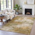 3' X 5' Copper And Ivory Abstract Washable Indoor Outdoor Area Rug