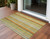 2' X 3' Tan Orange and Green Striped Washable Non Skid Indoor Outdoor Area Rug