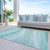 3' X 5' Aqua And Sky Blue Abstract Washable Indoor Outdoor Area Rug