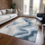 3' X 5' Beige And Navy Blue Abstract Washable Indoor Outdoor Area Rug