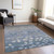 5' X 8' Denim Blue And Gray Floral Washable Indoor Outdoor Area Rug