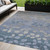 5' X 8' Denim Blue And Gray Floral Washable Indoor Outdoor Area Rug