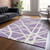 5' X 8' Lavender And Ivory Geometric Washable Indoor Outdoor Area Rug Transitional Style - Lavender, Ivory Color