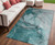5' X 8' Teal Abstract Washable Non Skid Indoor Outdoor Area Rug - 608219064242