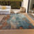 5' X 8' Teal Blue And Copper Abstract Washable Indoor Outdoor Area Rug - 880016680836