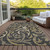 5' X 8' Black Taupe And Gold Floral Washable Indoor Outdoor Area Rug