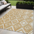 5' X 8' Gold And Ivory Geometric Washable Indoor Outdoor Area Rug - 608219037109