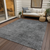 3' X 5' Gray And Smoky Black Abstract Washable Indoor Outdoor Area Rug