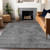 3' X 5' Gray And Smoky Black Abstract Washable Indoor Outdoor Area Rug