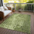 3' X 5' Olive Green Ikat Washable Indoor Outdoor Area Rug