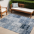 5' X 8' Denim Blue Patchwork Washable Non Skid Indoor Outdoor Area Rug