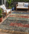5' X 8' Fern Green Black And Terra Cotta Striped Washable Indoor Outdoor Area Rug