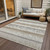 5' X 8' Ivory Gray And Beige Striped Washable Indoor Outdoor Area Rug