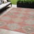 5' X 8' Salmon And Beige Floral Washable Indoor Outdoor Area Rug