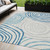 5' X 8' Teal Blue Ivory And Silver Abstract Washable Indoor Outdoor Area Rug