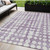 5' X 8' Purple And Ivory Abstract Washable Indoor Outdoor Area Rug