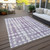 5' X 8' Purple And Ivory Abstract Washable Indoor Outdoor Area Rug