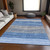 5' X 8' Navy Blue And Gray Striped Washable Indoor Outdoor Area Rug