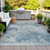 5' X 8' Teal Blue And Beige Abstract Washable Indoor Outdoor Area Rug