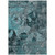 3' X 5' Teal and Gray Floral Washable Non Skid Indoor Outdoor Area Rug