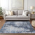 5' X 8' Navy Blue And Sky Blue Abstract Washable Indoor Outdoor Area Rug Transitional Style - Navy Blue, Sky Blue Color