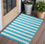 3' X 5' Teal and White Striped Washable Indoor Outdoor Area Rug