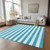 3' X 5' Teal and White Striped Washable Indoor Outdoor Area Rug