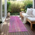 8' Runner Lilac Striped Washable Non Skid Indoor Outdoor Runner Rug