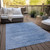 5' X 8' Denim Blue And Sky Blue Abstract Washable Indoor Outdoor Area Rug Transitional Style - Denim Blue, Sky Blue Color