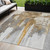 5' X 8' Ivory And Gold Abstract Washable Indoor Outdoor Area Rug