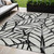 5' X 8' Black Gray And Beige Floral Washable Indoor Outdoor Area Rug