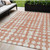 5' X 8' Salmon And Ivory Abstract Washable Indoor Outdoor Area Rug Transitional Style - Salmon, Ivory Color