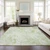 5' X 8' Green And Ivory Floral Washable Indoor Outdoor Area Rug