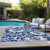 5' X 8' Navy and Ivory Floral Washable Non Skid Indoor Outdoor Area Rug