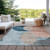 5' X 8' Rust Beige And Teal Blue Geometric Washable Indoor Outdoor Area Rug