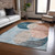 5' X 8' Rust Beige And Teal Blue Geometric Washable Indoor Outdoor Area Rug