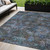 5' X 8' Teal Blue And Charcoal Floral Washable Indoor Outdoor Area Rug