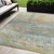 5' X 8' Wheat Sky Blue And Beige Abstract Washable Indoor Outdoor Area Rug