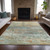 5' X 8' Wheat Sky Blue And Beige Abstract Washable Indoor Outdoor Area Rug