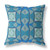 16" X 16" Aqua Blue Blown Seam Geometric Indoor Outdoor Throw Pillow
