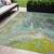 5' X 8' Teal Blue Lime Green And Green Abstract Washable Indoor Outdoor Area Rug