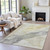 5' X 8' Beige And Gold Abstract Washable Indoor Outdoor Area Rug