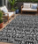 5' X 8' Black And Ivory Southwestern Washable Indoor Outdoor Area Rug - Black, Ivory