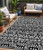 5' X 8' Black And Ivory Southwestern Washable Indoor Outdoor Area Rug