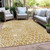 3' X 5' Gold And Ivory Geometric Washable Indoor Outdoor Area Rug Transitional Style - Gold, Ivory Color