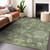 3' X 5' Fern Green And Olive Green Floral Washable Indoor Outdoor Area Rug