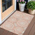 3' X 5' Coral And Ivory Geometric Washable Indoor Outdoor Area Rug