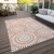 3' X 5' Coral And Ivory Geometric Washable Indoor Outdoor Area Rug