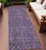 8' Purple And Green Floral Washable Indoor Outdoor Runner Rug