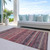 3' X 5' Rust And Blush Striped Washable Indoor Outdoor Area Rug